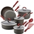 RACHAEL RAY Aluminum Nonstick Cookware Set, 12-Piece, Cranberry Red Handles