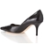 Dolce & Gabbana Women's Black Leather Stripe Pointed Shoes 8cm Heel