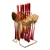 24 Piece Cutlery Set With Stand - Red & Gold