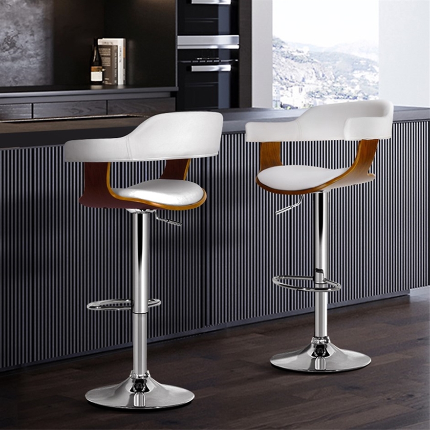 Artiss 2x Wooden Bar Stools Selina, Wooden Bar Stool With Leather Seat