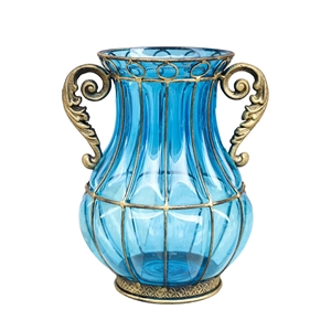 SOGA Blue Colored European Glass Decor F