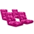 SOGA Floor Recliner Folding Lounge Sofa Folding Chair Cushion Pink x4