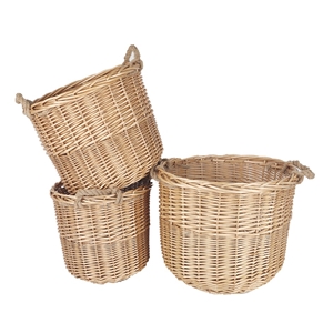 3 Piece Wicker Storage Basket with Handl