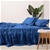 Natural Home 100% European Flax Linen Sheet Set - Deep Blue - Double Bed