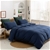 Dreamaker Cotton Jersey Quilt Cover Set Washed Navy Super King Bed