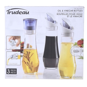 TRUDEAU 3pc Oil & Vinegar 295mL Bottles.