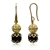 10mm Black Agate Persian Love Gold Plated Rhinestone Drop Earrings