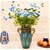 SOGA Blue European Colored Glass Decor Jar Flower Vase Metal Handle