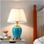 SOGA Ceramic Oval Table Lamp with Gold Metal Base Desk Lamp Blue