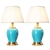 SOGA 2x Ceramic Oval Table Lamp with Gold Metal Base Desk Lamp Blue