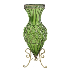 SOGA 65cm Green Glass Tall Floor Vase wi