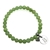 Natural Round Light Green Flower Jade & Letter 'B' w/ Heart Charm Bracelet