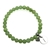 Natural Round Light Green Flower Jade & Letter 'I' w/ Heart Charm Bracelet