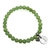 Natural Round Light Green Flower Jade & Letter 'J' w/ Heart Charm Bracelet