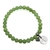 Natural Round Light Green Flower Jade & Letter 'L' w/ Heart Charm Bracelet
