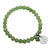 Natural Round Light Green Flower Jade & Letter 'S' w/ Heart Charm Bracelet