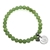 Natural Round Light Green Flower Jade & Letter 'W' w/ Heart Charm Bracelet