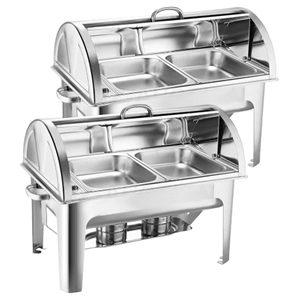 SOGA 2X Stainless Steel Roll Top Chafing