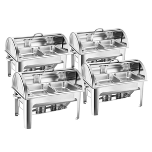 SOGA 4X Stainless Steel Roll Top Chafing