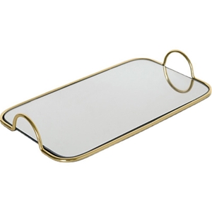SOGA 40.5cm Gold Flat-Lay Mirror Tray Va