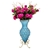 SOGA 67cm Blue Glass Floor Vase and 12pcs Red Artificial Fake Flower Set