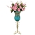 SOGA 85cm Blue Glass Floor Vase and 12pcs Pink Artificial Fake Flower Set