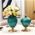 SOGA 42.50cm Ceramic Oval Flower Vase with Gold Metal Base Dark Blue
