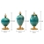 SOGA 2x 42cm Ceramic Oval Flower Vase with Gold Metal Base Green