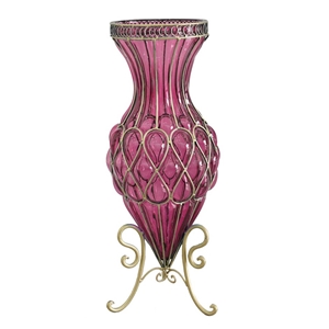 SOGA 65cm Purple Glass Tall Floor Vase w