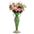 SOGA Glass Flower Vase with 6 Bunch 5 Heads Artificial Rose Set