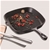 SOGA 2X 23.5cm Square Ribbed Cast Iron Frying Pan Non-stick w/ Handle