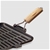 SOGA 2X 22cm Ribbed Cast Iron Square Frying Pan w/ Folding Wooden Handle
