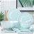 SOGA Light Blue Japanese Style Ceramic Dinnerware Crockery Set of 12