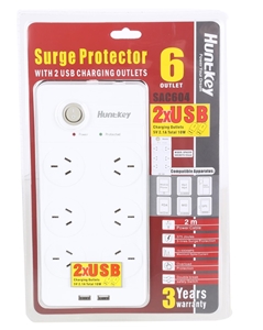 HUNTKEY 6-Outlet Surge Protector with 2 