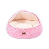 Charlie's Faux Fur Hooded Round Pet Cave Ombre Pink Small