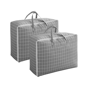 SOGA 2X Grey Plaid Med Storage Luggage B