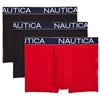 NAUTICA Men's 3pk Trunks, Size XL, Cotton/Elastane, Black/Red Buyers Note -
