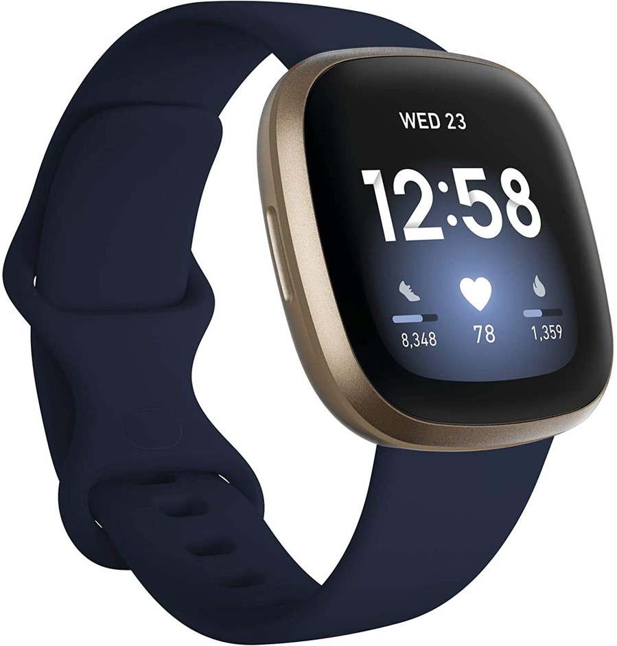FITBIT Versa 3 Advanced Fitness Watch with GPS, Midnight/Soft Gold. Buyers