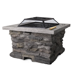 Grillz Outdoor Stone Fire Pit Table