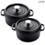 SOGA 2X Cast Iron 24cm Stewpot Casserole Stew Cooking Pot With Lid Black