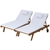 Gardeon 2pc Sun Lounge Wooden Outdoor Furniture Day Bed Wheel Patio White