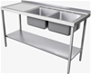 304 Grade Stainless steel Double sink bowl on right side 1800 x 600 MM