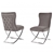 2X Dining Chair Grey Fabric Upholstery Beautiful Quilting Shiny Silver Legs
