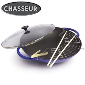 36cm Chasseur Cast Iron Wok with Lid - F