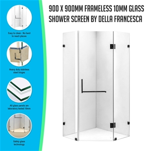 900 x 900mm Frameless 10mm Glass Shower 