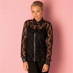 QED LONDON Women's Lace And Leather Look
