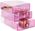 IDESIGN Plastic 3-Drawer Jewelry Box, 16.5D x 16.5W x 16.5L cm, Pink.