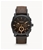 FOSSIL Men's 42mm Chronograph Analog Quartz Watch. Black Dial, Brown Leathe