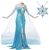 Women's Frozen Elsa Cosplay Dress, w/ Necklace, Size 2XL, Blue, X000ZTSNL9.