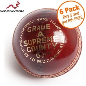 6 Pack - Woodworm Cricket Ball - Supreme